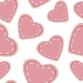 Seamless pattern Heart shaped cookies Valentines day vector illustration Royalty Free Stock Photo